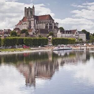The cathedral and town of Auxerre on the River Yonne, Burgundy, France, Europe