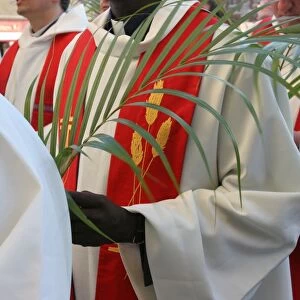 Catholic priests on Palm Sunday, Chartres, Eure et Loir, France, Europe
