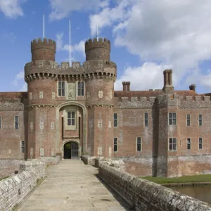 Across the causeway to the main entrance to the 15th century Herstmonceux Castle