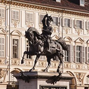 The Caval ed Brons (Bronze Horse) in Piazza San Carlo, Turin, Piedmont, Italy, Europe