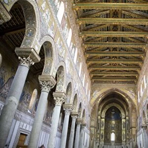 Central nave of the Cathedral, Monreale, Sicily, Italy, Europe