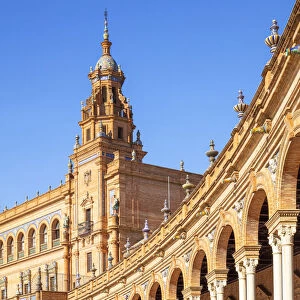 Ceramic alcoves and arches of the Plaza de Espana, Maria Luisa Park, Seville, Andalusia
