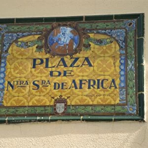 Ceramic tile plaque in main square, Ceuta, Spanish North Africa, Africa