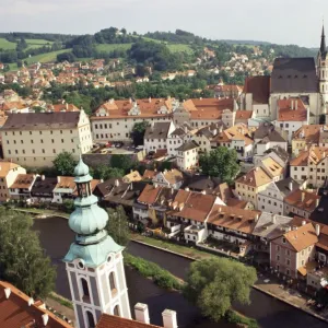 Cesky Krumlov, UNESCO World Heritage Site, encircled by River Vltava, Cesky Krumlov