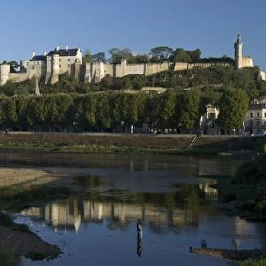 Chateau and River Vienne, Chinon, Indre-et-Loire, Touraine, France, Europe