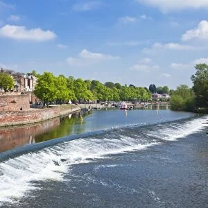Chester Weir crossing the River Dee at Chester, Cheshire, England, United Kingdom, Europe