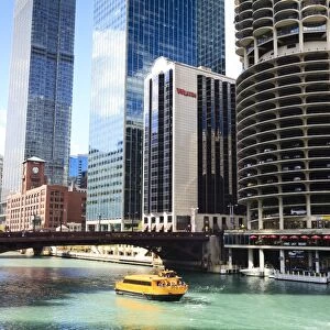 Chicago River and towers, Chicago, Illinois, United States of America, North America
