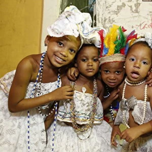 Children at Salvador carnival in Pelourinho, Bahia, Brazil, South America