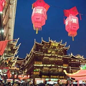 Chinese New Year decorations at Yuyuan Garden, Shanghai, China, Asia