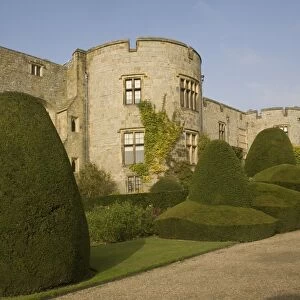 Chirk castle, with topiary, Wrexham, on the border between England and Wales