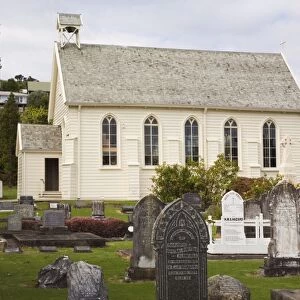 Christ Church dating from 1836 with its white wooden weatherboard building