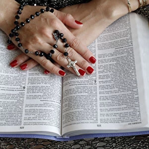 Christian woman reading the Bible, Vietnam, Indochina, Southeast Asia, Asia