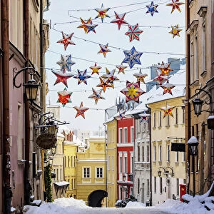 Christmas decorations at Grodzka Street, Old Town, winter, Lublin, Lublin Voivodeship