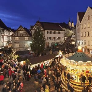 Christmas fair, Blauer Turm Tower, Bad Wimpfen, Baden-Wurttemberg, Germany, Europe