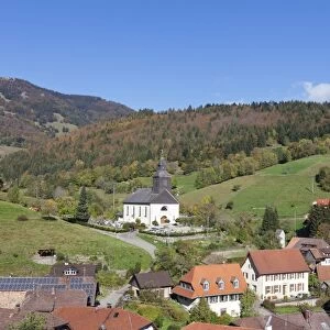 Church of Neuenweg, view to Belchen Mountain, Black Forest, Baden Wurttemberg, Germany, Europe
