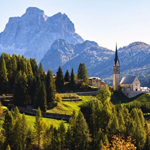 The church of Selva di Cadore and Mount Pelmo, Dolomites, Unesco World Heritage site