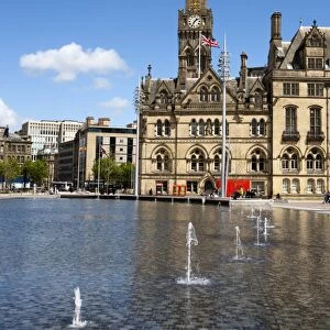 City Park Fountains and City Hall, Bradford, West Yorkshire, England