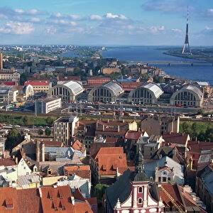 City skyline, including the TV Tower, Riga, Latvia, Baltic States, Europe