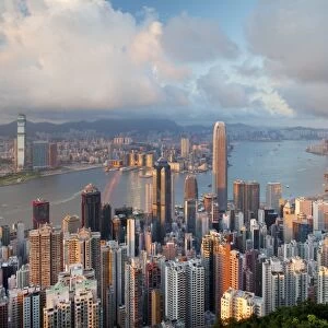 City skyline and Victoria Harbour viewed from Victoria Peak, Hong Kong, China, Asia
