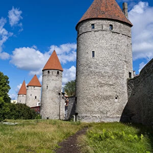 City walls of the Old Town of Tallinn, UNESCO World Heritage Site, Estonia, Europe