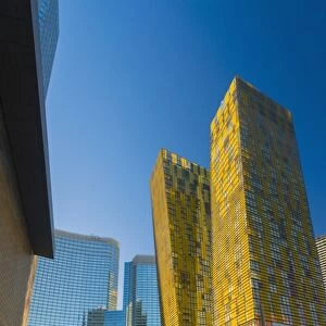 CityCenter, Aria Resort and Casino, Veer Towers on right, The Strip, Las Vegas, Nevada, United States of America, North America