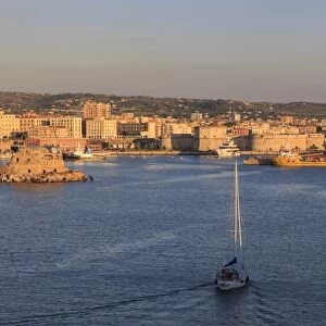 Civitavecchia and its harbour and fortifications, the cruise ship port for Rome, from the sea