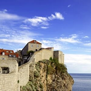 Cliff and medieval city walls of Dubrovnik, UNESCO World Heritage Site, Croatia, Europe