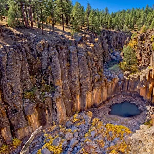 Cliffs of Sycamore Falls with dry inactive waterfalls, Kaibab National Forest near