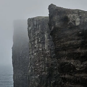 Cliffs of Traelanipa above the ocean, Faroe Islands, Denmark, Europe