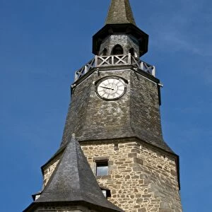 Clock Tower, clock bought in 1498 by the town, Dinan, Brittany, France, Europe