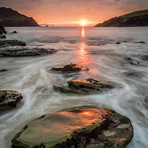 Cloger Bay at sunset, Dingle Peninsula, County Kerry, Munster, Republic of Ireland
