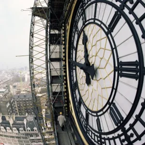 Close-up of the clock face of Big Ben, Houses of Parliament, Westminster