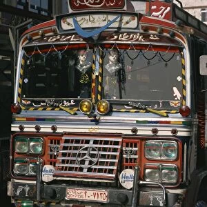 Close-up of a decorated bus
