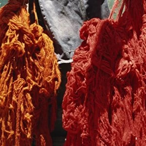 Close-up of wool in the Dyers Souk, Medina, Marrakech, Morocco, North Africa, Africa