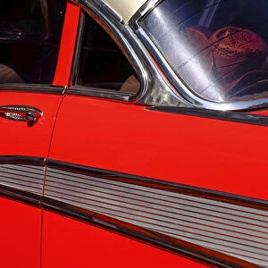Close view of red vintage car, Havana, Cuba, West Indies, Central America