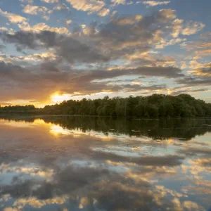 Clumber Park Lake sunset, Nottinghamshire, England, United Kingdom, Europe