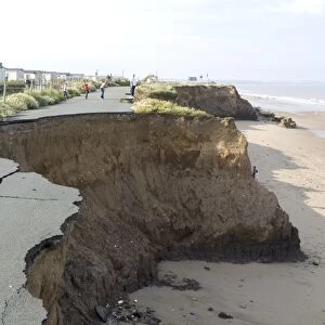 Coast erosion with active landslips in glacial till, Skipsea, Holderness coast