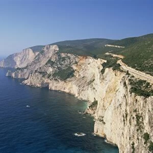 Coastline with cliffs and sea on Kefalonia