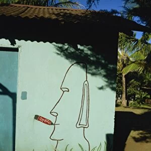 Coca cola mural, Easter Island, Chile, South America