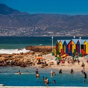 Colorful beach huts, Muizenberg Beach, Cape Town, South Africa, Africa