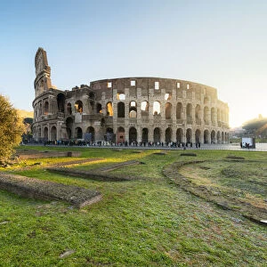 Colosseum at sunrise, UNESCO World Heritage Site, Rome, Lazio, Italy, Europe