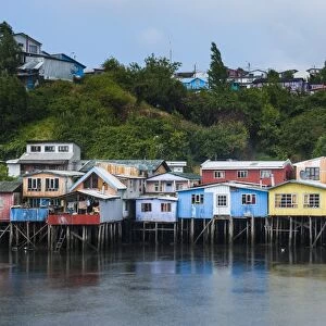 Colourful houses in Castro, Chiloe, Chile, South America
