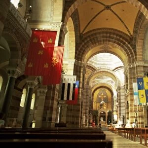 Colourful interior of the new Cathedral of La Major, Marseille, Bouches-de-Rhone