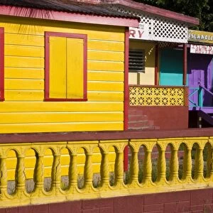 Colourful painted houses in St. Johns, Antigua, Leeward Islands, West Indies