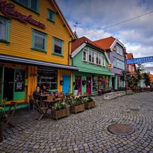 Colourful street, Ovre Holmegate, Stavanger, Norway, Scandinavia, Europe