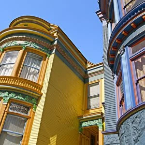 Colourfully painted Victorian houses in the Haight-Ashbury district of San Francisco, California, United States of America, North America