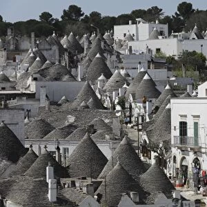 Cone-roofed trulli houses on the Rione Monte district, UNESCO World Heritage Site