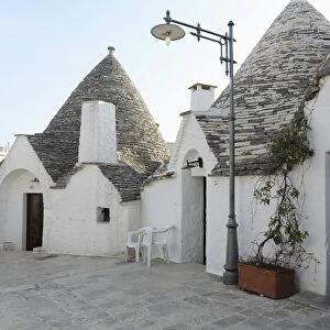 Cone-shaped trulli houses, in the Rione Monte district of Alberobello, UNESCO World Heritage Site