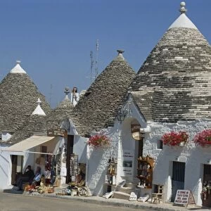 Conical roofs and whitewashed walls of Trullis in Alberobello