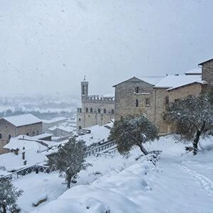 Consolis Palace in winter, Gubbio, Umbria, Italy, Europe